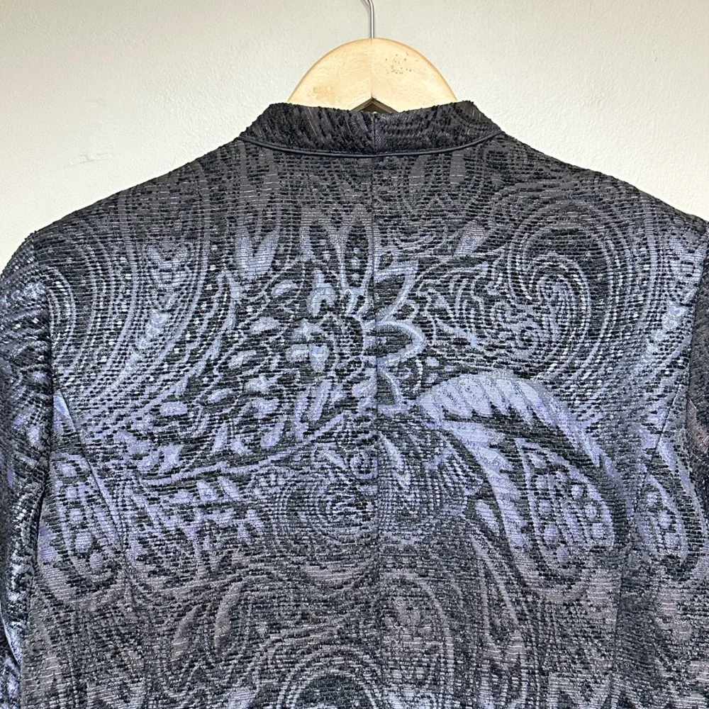 Coldwater‎ Creek Womens Brocade Open Front Blazer Jacket Size L 14-16 Classic